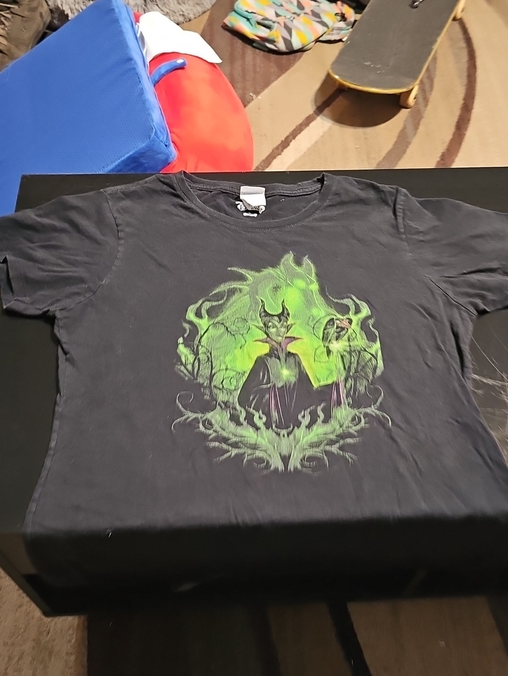 Black Graphic Tee with Green Gothic Mage Design